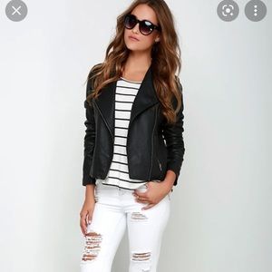 BB Dakota Vegan Leather Drape Front Jacket